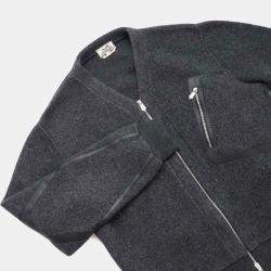 Hermes Gris Fonce Wool Cashmere Leather Detail Zip-Up Cardigan Men's Size L