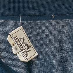Hermes Navy Blue Pique Knit Polo T-Shirt XXL