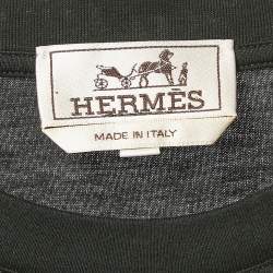 مملوكة مسبقًا Hermes Black 3D H Embroidered Jersey Crew Neck T-Shirt XL