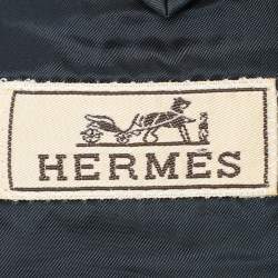 Hermes Navy Blue Wool Single Breasted Blazer & Straight Leg Pant Set L