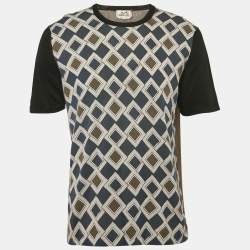 Hermes Multicolor/Green Printed Cotton Crew Neck T-Shirt L