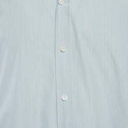 Hermès Blue Stripe Cotton Button Front Long Sleeve Shirt M