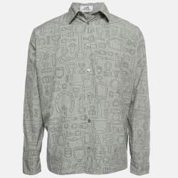 Hermes Grey Printed Cotton Button Front Long Sleeve Shirt M