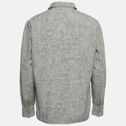 Hermes Grey Printed Cotton Button Front Long Sleeve Shirt M