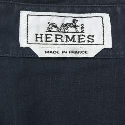 Hermès Blue Printed Cotton Button Front Long Sleeve Shirt M
