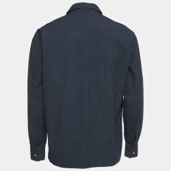 Hermès Blue Printed Cotton Button Front Long Sleeve Shirt M