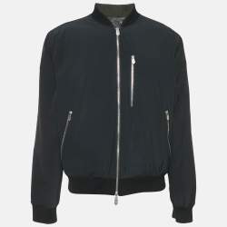 Hermes Blue Cotton and Nylon Printed Reversible Zip-Up Bomber Jacket XL
