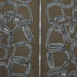 Hermes Blue Cotton and Nylon Printed Reversible Zip-Up Bomber Jacket XL