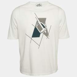 Hermès White Printed Jersey Crewneck T-Shirt XS