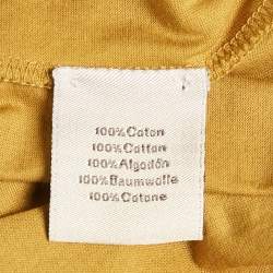 Pre Owned Hermes Mustard Yellow Printed Cotton Crew Neck T-Shirt XS
