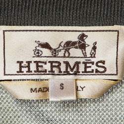 مملوكة مسبقًا Hermès Green/Grey Horse Print Cotton Crew Neck T-Shirt S