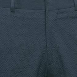 Hermès Navy Blue Textured Cotton Forma Trousers L