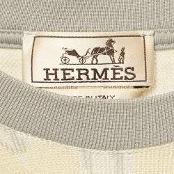 Hermes Grey Intarsia Knit Round Neck Short Sleeve L