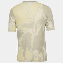 Hermes Grey Intarsia Knit Round Neck Short Sleeve L