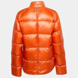 Hermes Orange Nylon Padded Zip-Up Jacket S