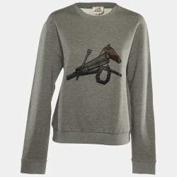 Hermès Grey Cotton Horse Embroidered Sweatshirt S