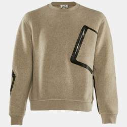 Hermès Beige Wool & Cashmere Leather Trimmed Sweatshirt M
