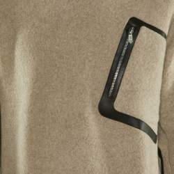 Hermès Beige Wool & Cashmere Leather Trimmed Sweatshirt M