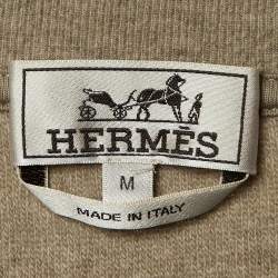 Hermès Beige Wool & Cashmere Leather Trimmed Sweatshirt M
