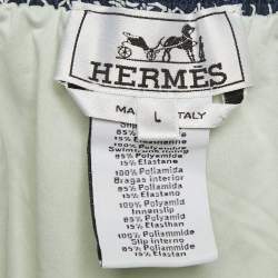 Hermes Blue Chain Print Nylon Swim Shorts L