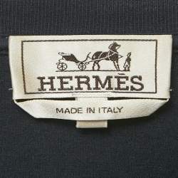 Hermès Navy Blue Horse Print Cotton Crew Neck T-Shirt L
