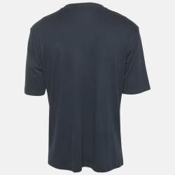 Hermès Navy Blue Horse Print Cotton Crew Neck T-Shirt L