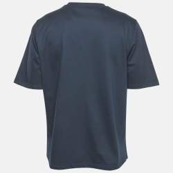Hermès Dark Teal Blue Cotton Horse Applique Detail Crew Neck T-Shirt L