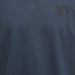 Hermès Dark Teal Blue Cotton Horse Applique Detail Crew Neck T-Shirt L