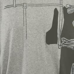 Hermes Grey Jersey Harnais en Gouache 3D T-Shirt XXL