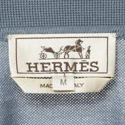 Hermès Blue Logo Embroidered Cotton Pique Polo T-Shirt M