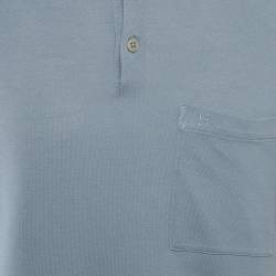 Hermès Blue Logo Embroidered Cotton Pique Polo T-Shirt M
