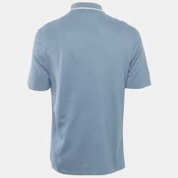 Hermès Blue Logo Embroidered Cotton Pique Polo T-Shirt M
