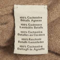 Pre Owned Hermes Brown Leather Trim Cashmere Knit Sweater XL