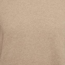 Pre Owned Hermes Brown Leather Trim Cashmere Knit Sweater XL