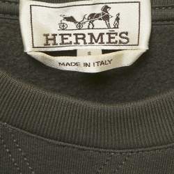 Pre Owned Hermes Green Cotton Run H Crewneck Sweatshirt  S