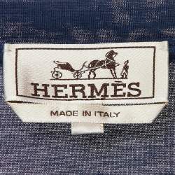Pre Owned Hermes Indigo Blue Dragon Print Cotton Imprime Place T-Shirt XXL  