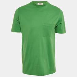 Pre Owned Hermes Green Cotton Pique Crew Neck T-Shirt M