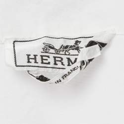 Pre Owned Hermes White Cotton Collarless Shirt L