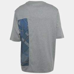 Pre Owned Hermès Grey Printed Silk and Jersey T-Shirt XL