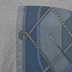 Pre Owned Hermès Grey Printed Silk and Jersey T-Shirt XL