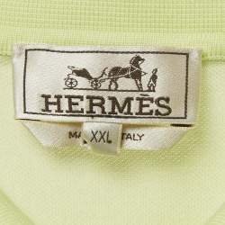 Pre Owned Hermès Lime Green Cotton Pique Polo T-Shirt XXL