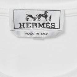 Pre Owned Hermes White Printed Jersey T-Shirt XL