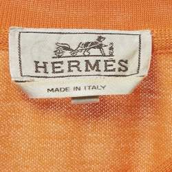 Pre Owned Hermès Orange Cotton Pique Crew Neck T-Shirt XXL
