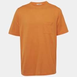 Pre Owned Hermès Orange Cotton Pique Crew Neck T-Shirt XXL