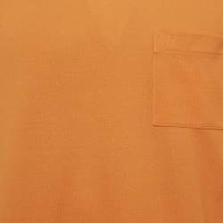 Pre Owned Hermès Orange Cotton Pique Crew Neck T-Shirt XXL