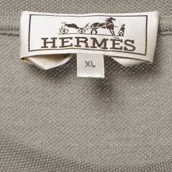 Pre Owned Hermes Grey Cotton Pique Crew Neck T-Shirt XL