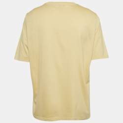 Pre Owned Hermès Yellow Leather Applique Jersey Crewneck T-Shirt XL