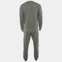 Pre Owned Hermes Green Cotton Run H Crewneck Sweatshirt & Joggers Set M