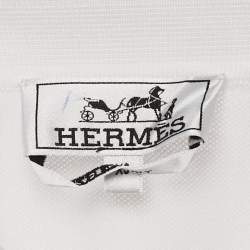 Pre Owned Hermes White Cotton Pique Polo T-Shirt XS