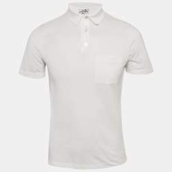 Pre Owned Hermes White Cotton Pique Polo T-Shirt XS